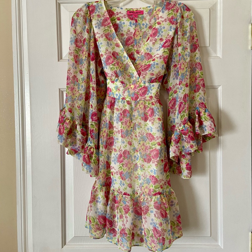 Worn Once (Second Owner) Betsey Johnson Floral Ruffle Mini Dress